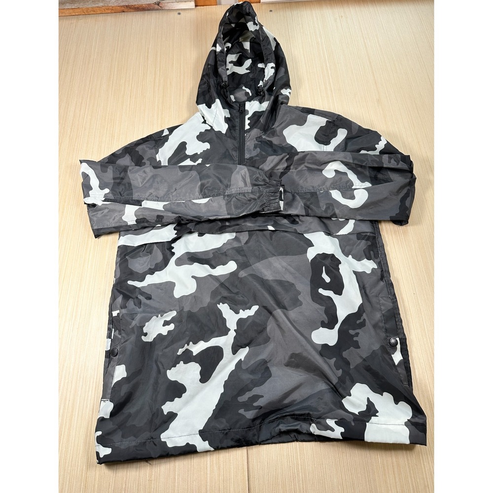 Huf Worldwide Windbreaker Jacket Mens Small Multicolor Camouflage Hooded 1/4 Zip